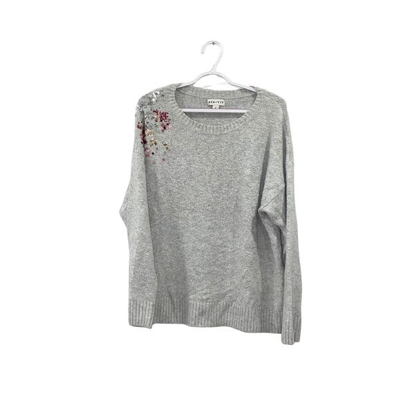 Ava & Viv Sweaters - Ava & Viv Gray Sequined Sweater Size 1X Women's Plus Size